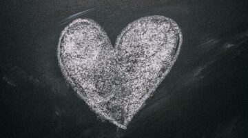 solid chalk heart on black chalkboard